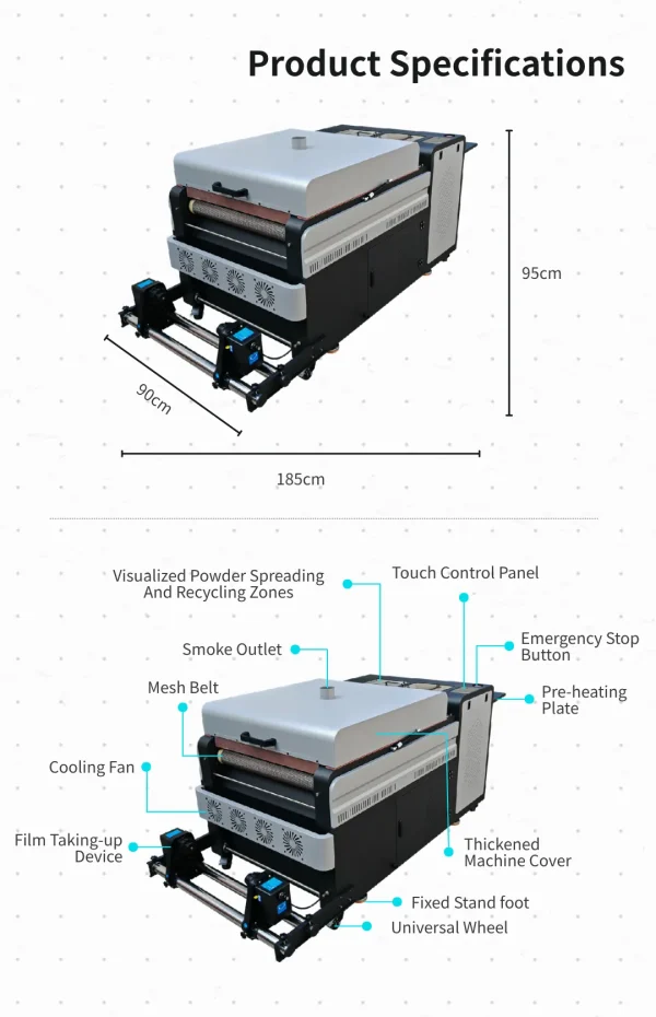 Best-Selling-DTF-8 Pintvision 60cm Automatic Powder Recycling DTF Shaker for 2-Head Printers