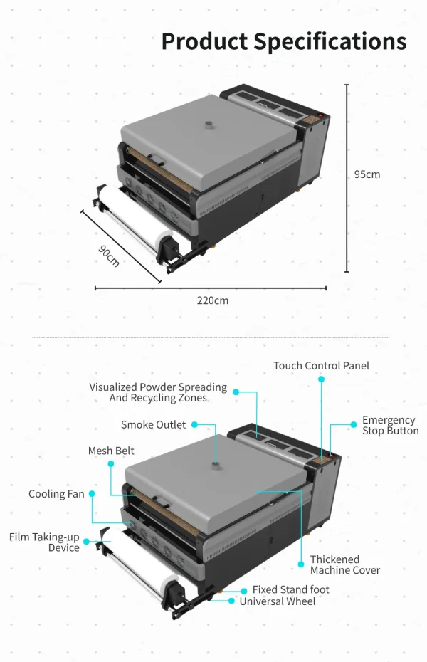 DTF-Ink-8 PrintVision 90cm Wide Format DTF Powder Shaker with Auto Recycling for 4-Head Printers
