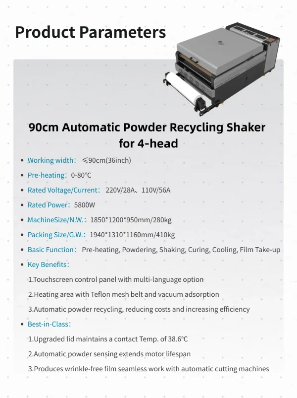 High-Speed-Printing-9 PrintVision 90cm Wide Format DTF Powder Shaker with Auto Recycling for 4-Head Printers