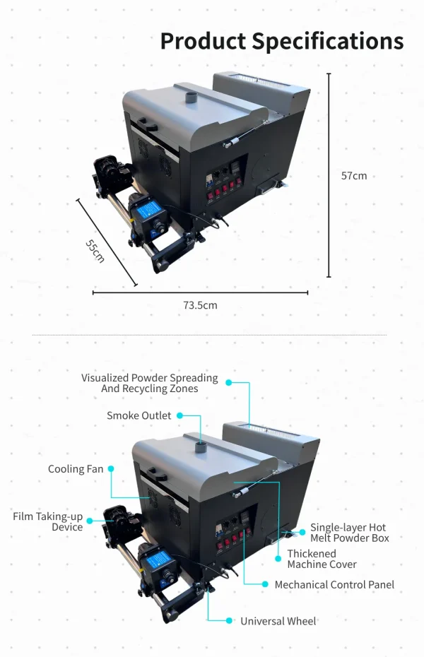 Industrial-Print-Head-8 PrintVision 30cm DTF Powder Shaker Machine – Compact 12-Inch Curing System