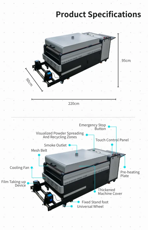 Roll-to-Roll-Printer-8 PrintVision 60cm DTF Powder Shaker with Auto Recycling & Built-in Purifier for 4-Head Printers