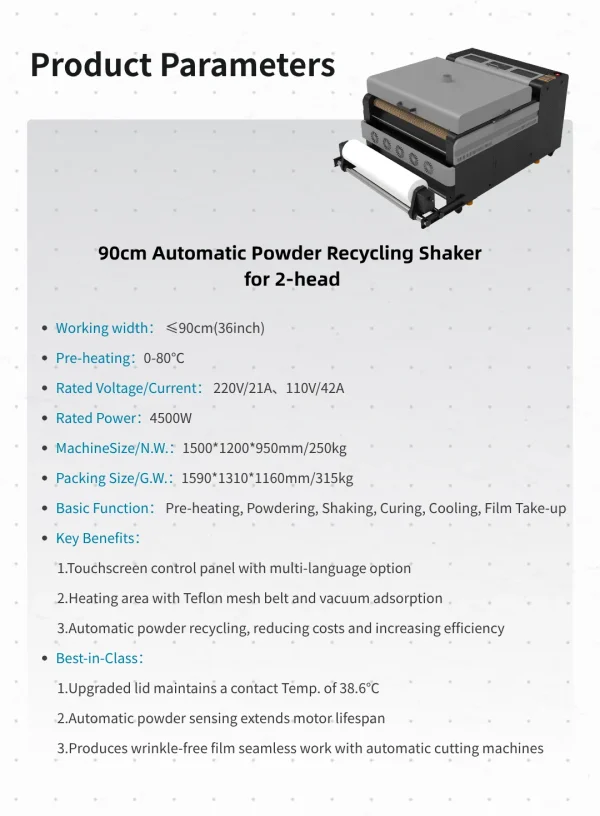Soft-Film-Printing-9 PrintVision 90cm Wide Format DTF Powder Shaker with Auto Recycling for 2-Head Printers